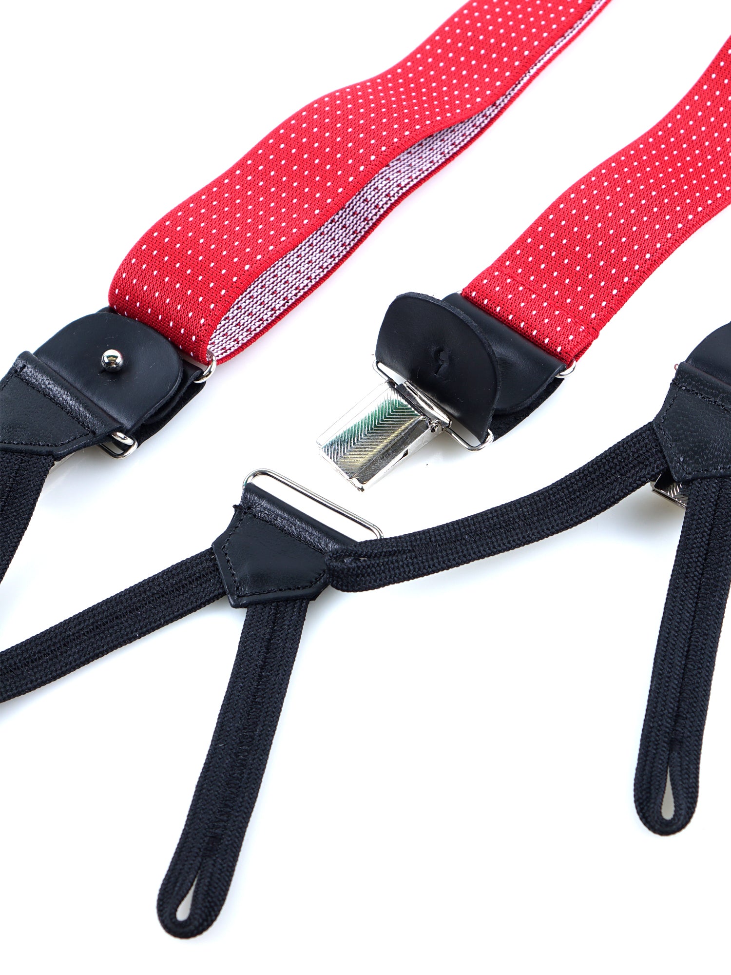 Bretella a Y in elastico a pois con lacci e clip ELASTIC Rossa