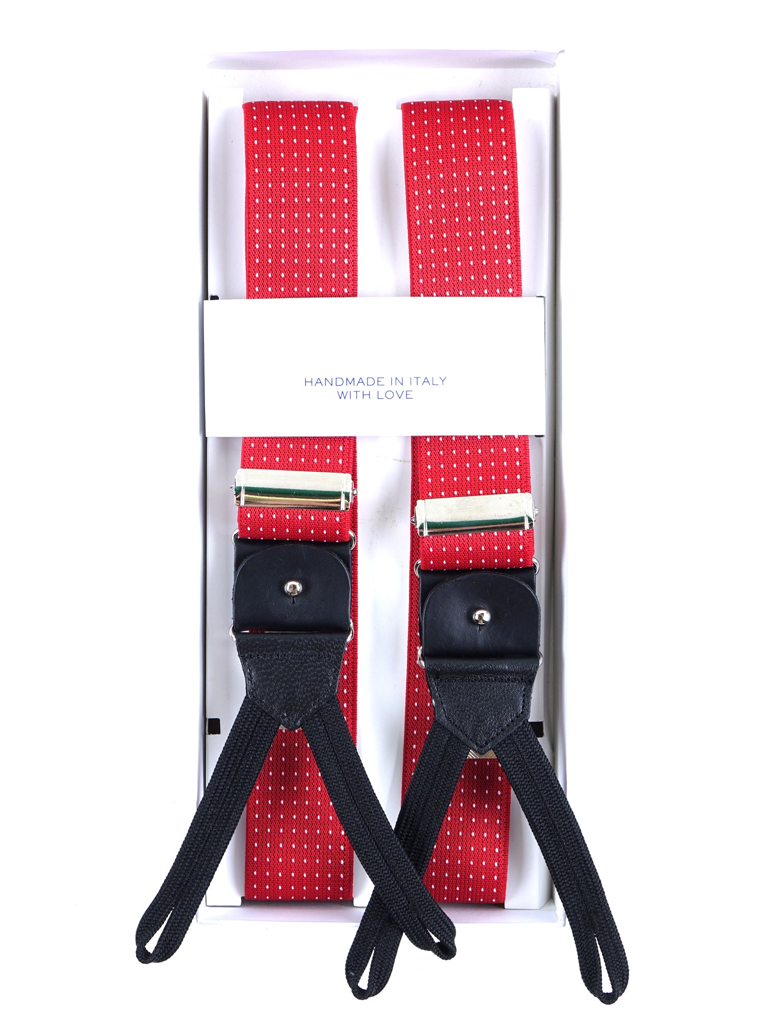 Bretella a Y in elastico a pois con lacci e clip ELASTIC Rossa