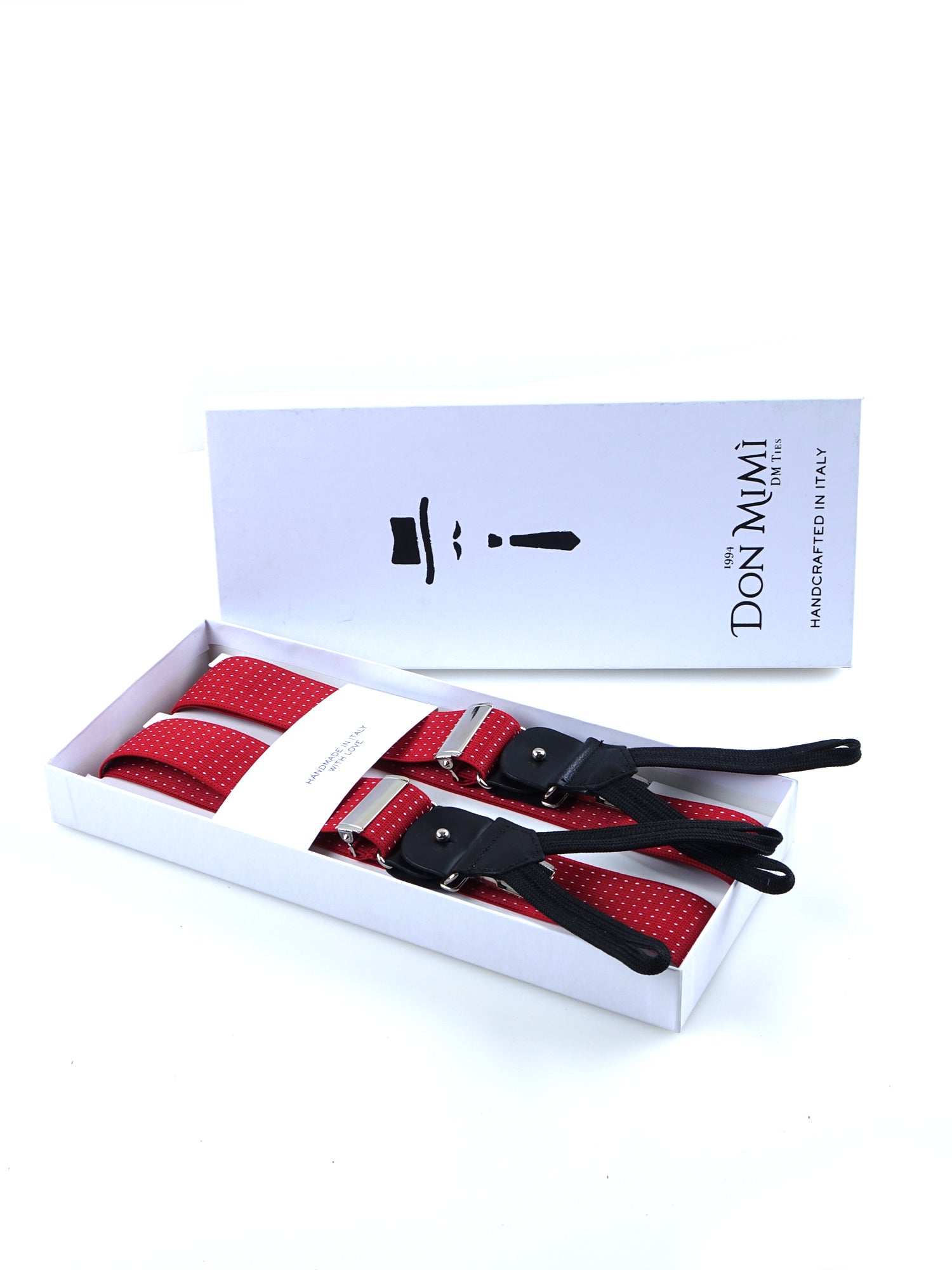 Bretella a Y in elastico a pois con lacci e clip ELASTIC Rossa