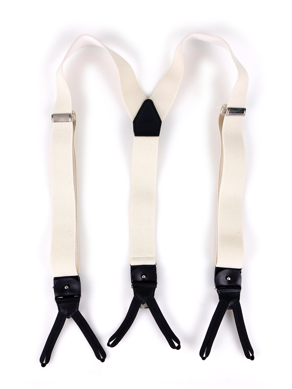 Bretella a Y in elastico bianco con lacci in tessuto e clip ELASTIC