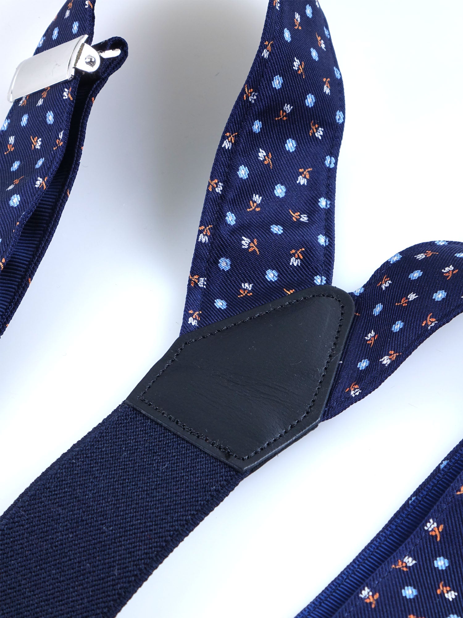 MATTER Blue/Sky Blue English Printed Silk Clip & Lace Hybrid Brace