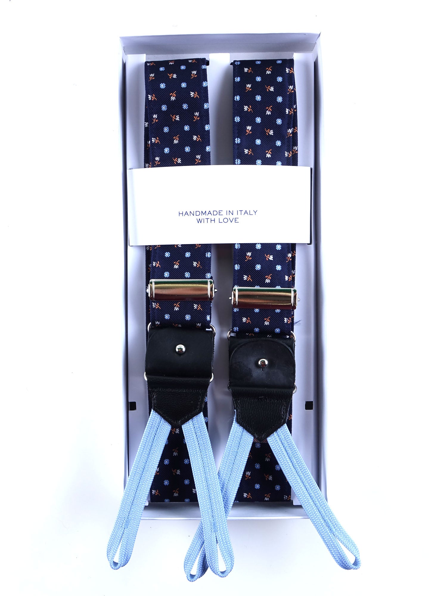 MATTER Blue/Sky Blue English Printed Silk Clip & Lace Hybrid Brace