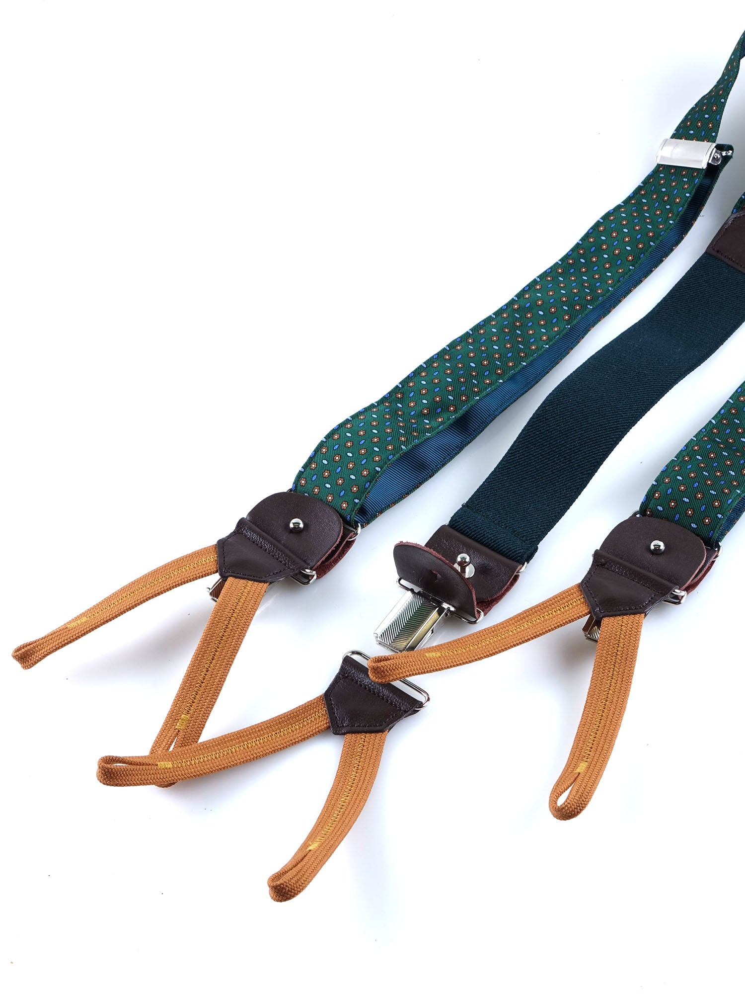 CARACTER Green English Printed Silk Clip & Lace Hybrid Brace