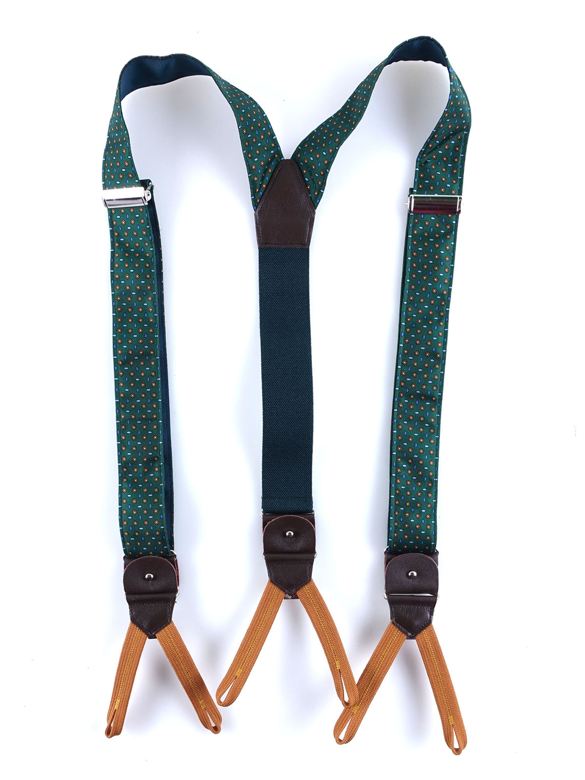 CARACTER Green English Printed Silk Clip & Lace Hybrid Brace