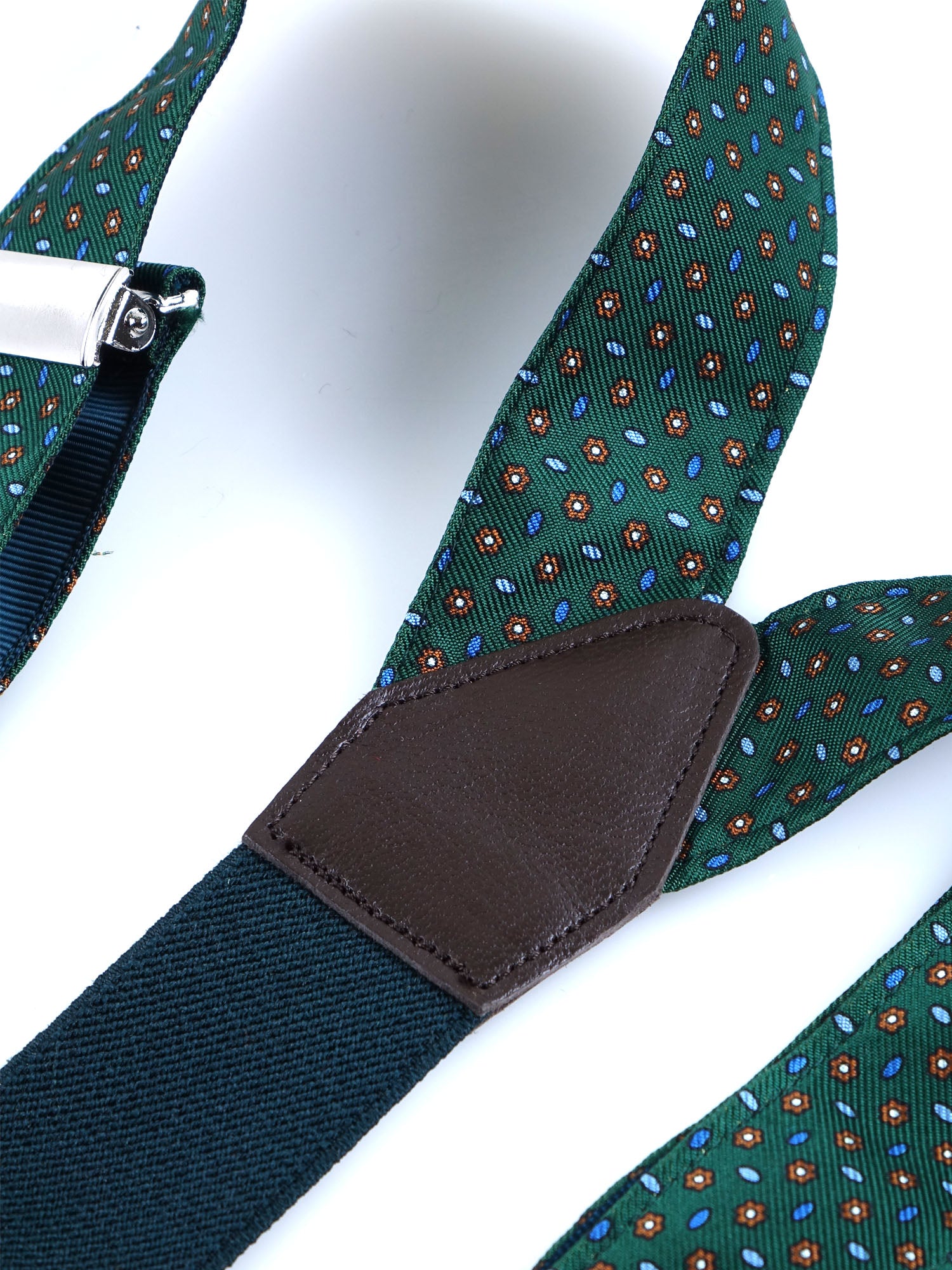CARACTER Green English Printed Silk Clip & Lace Hybrid Brace