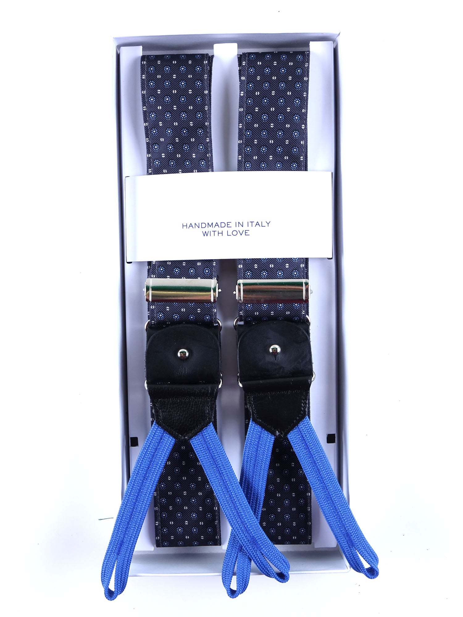 Bretella ibrida con clip e lacci in seta stampata inglese ROSALBY Grigio