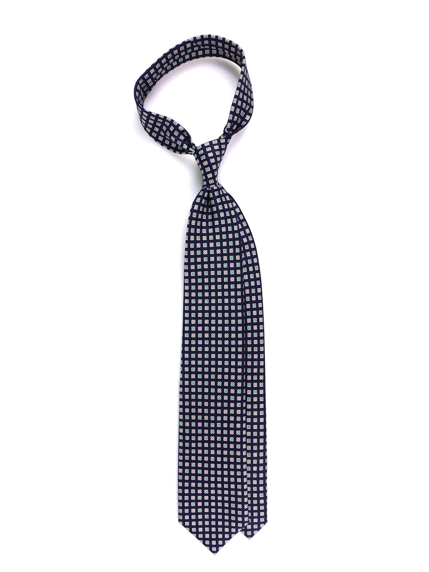 Cravatta 7 Pieghe BULL seta stampata inglese blu scuro
