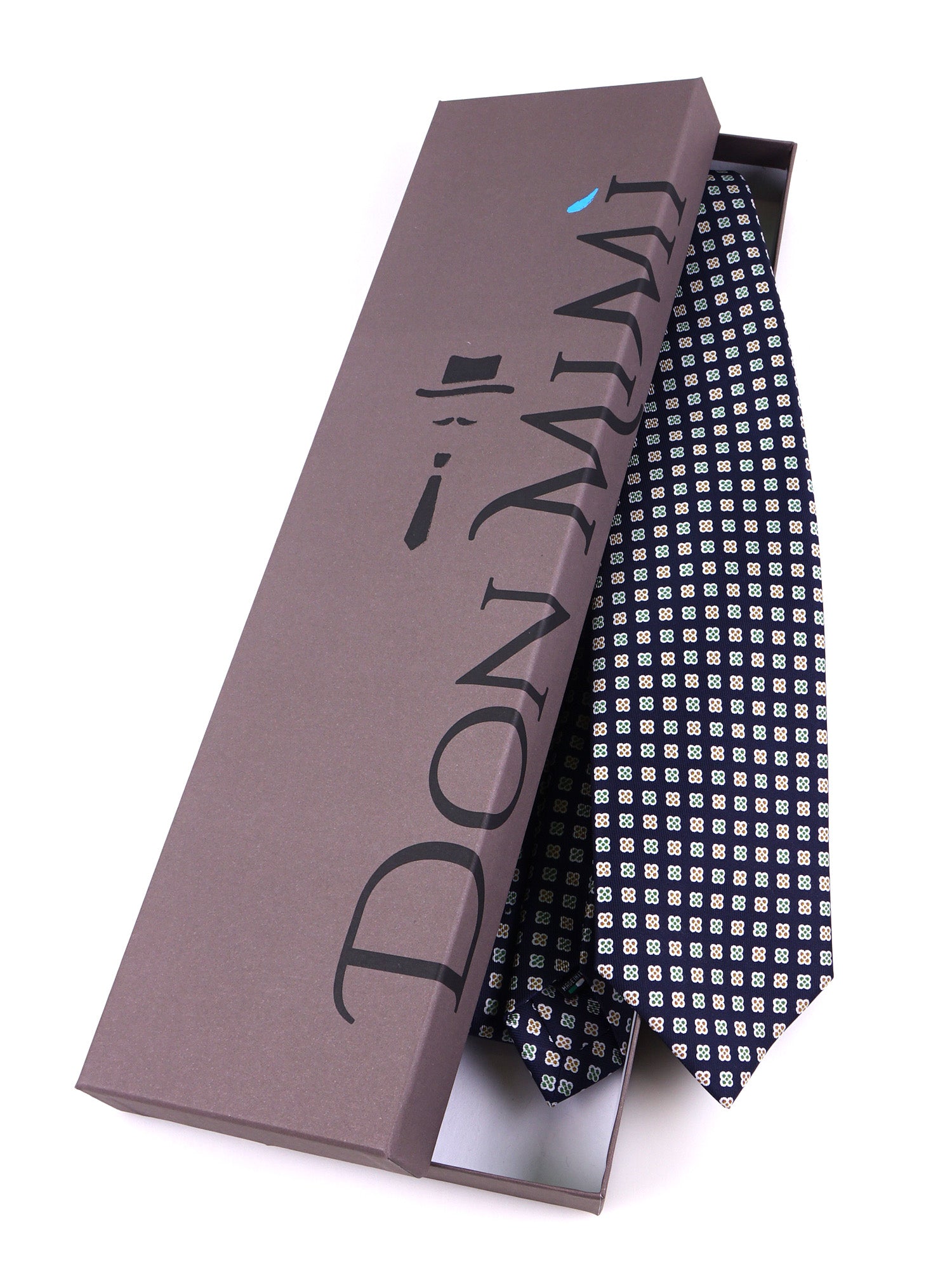 Cravatta 7 Pieghe BULL seta stampata inglese blu scuro