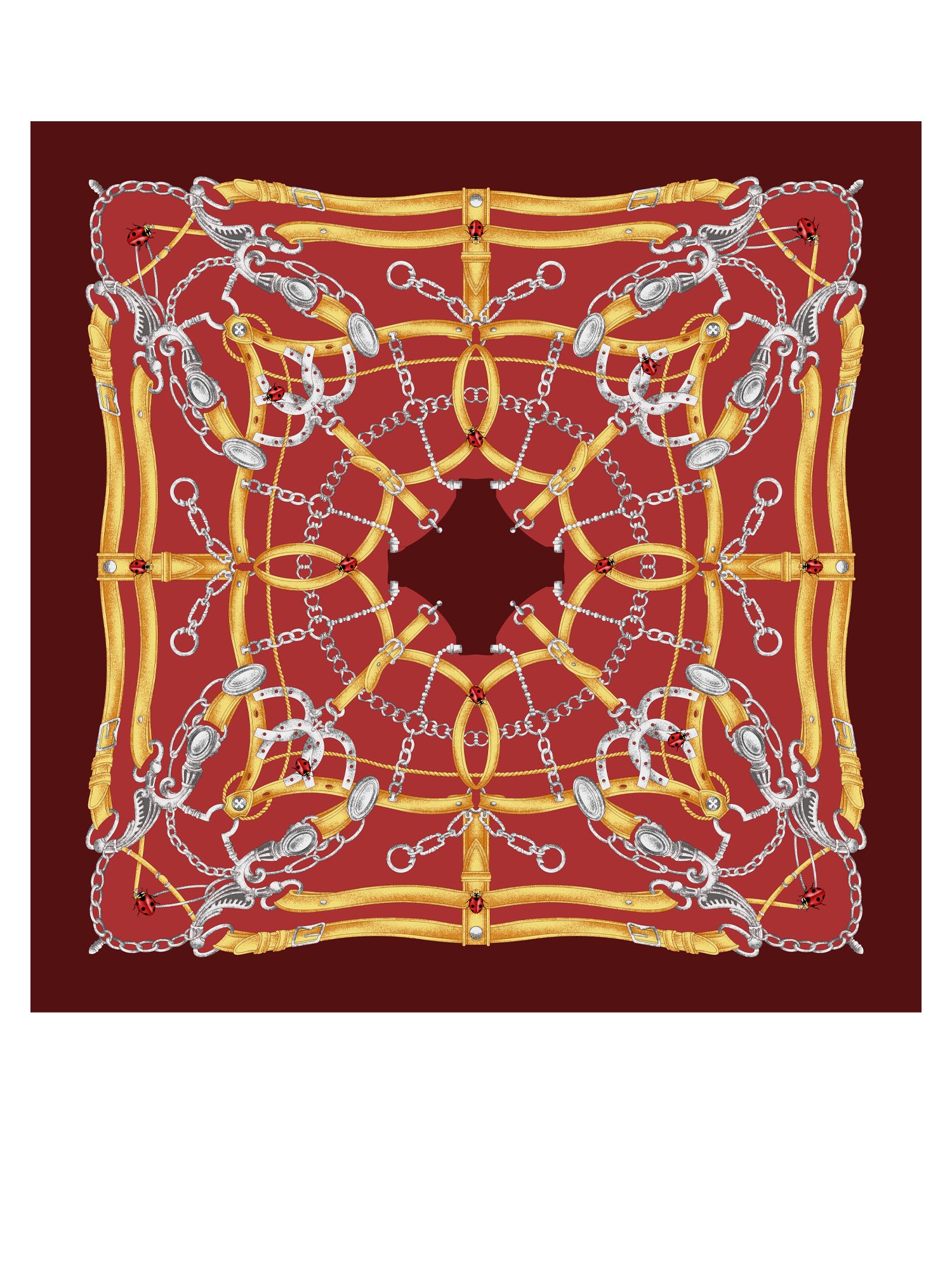 Foulard rosso 90x90cm in seta stampata LADY BUGS