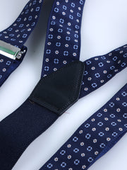 Bretella ibrida con clip e lacci in seta stampata inglese WALERY Blu Scuro