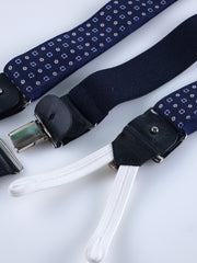 Bretella ibrida con clip e lacci in seta stampata inglese WALERY Blu Scuro