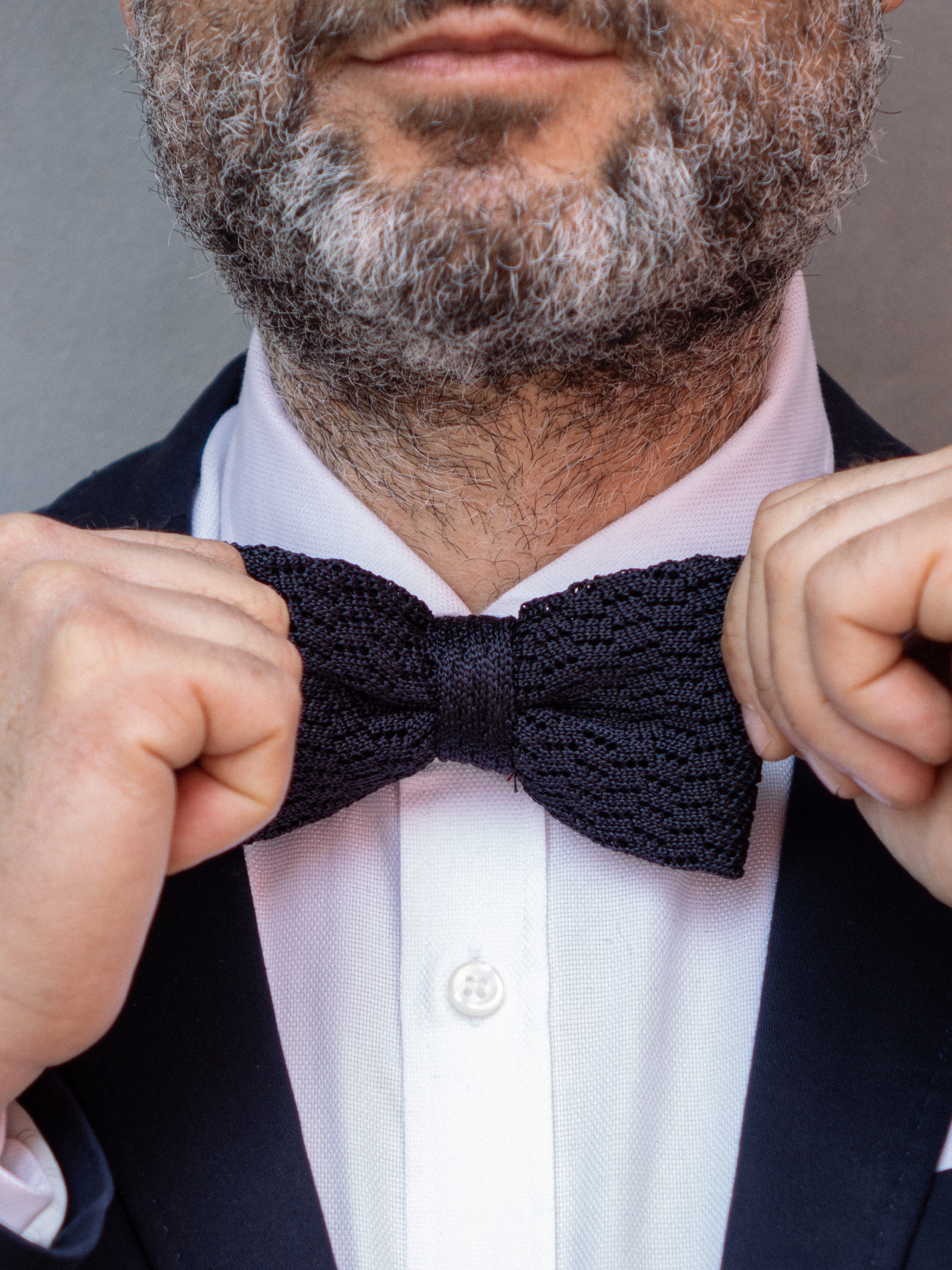 CAPRI Blue Silk Bow Tie Already Knotted