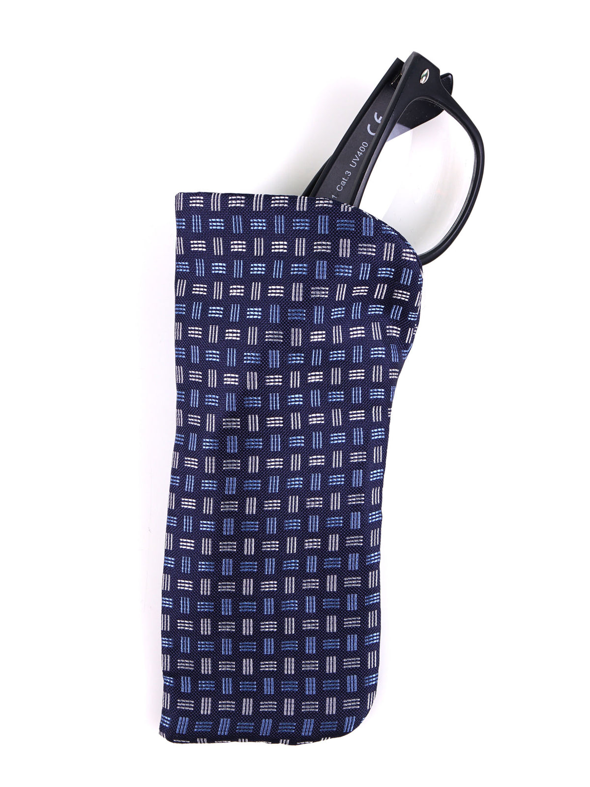 Portaocchiali blu CARLOS in seta tessuta