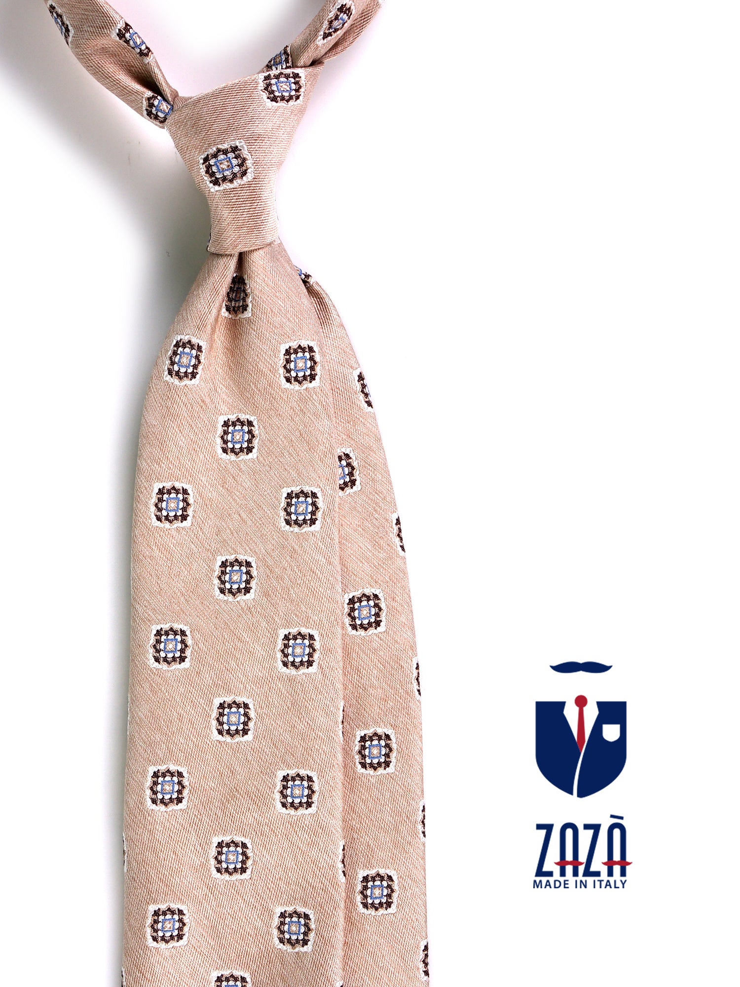 Cravatta 3 pieghe CASE in seta jacquard Beige