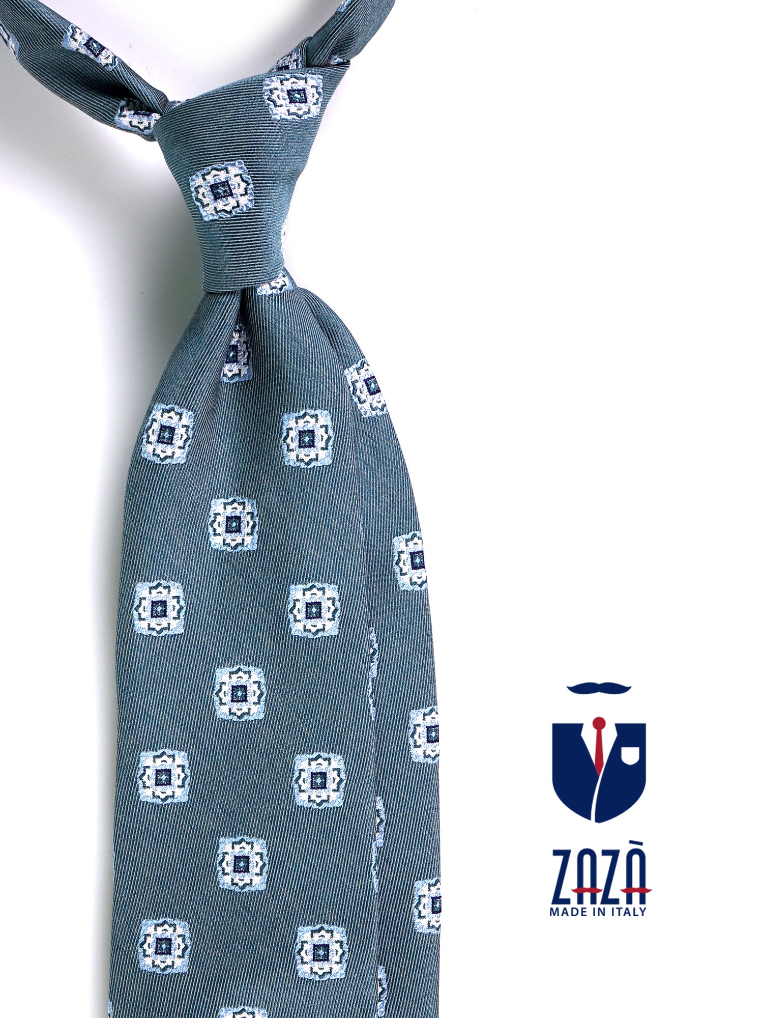 Cravatta 3 pieghe CASE in seta jacquard Verde