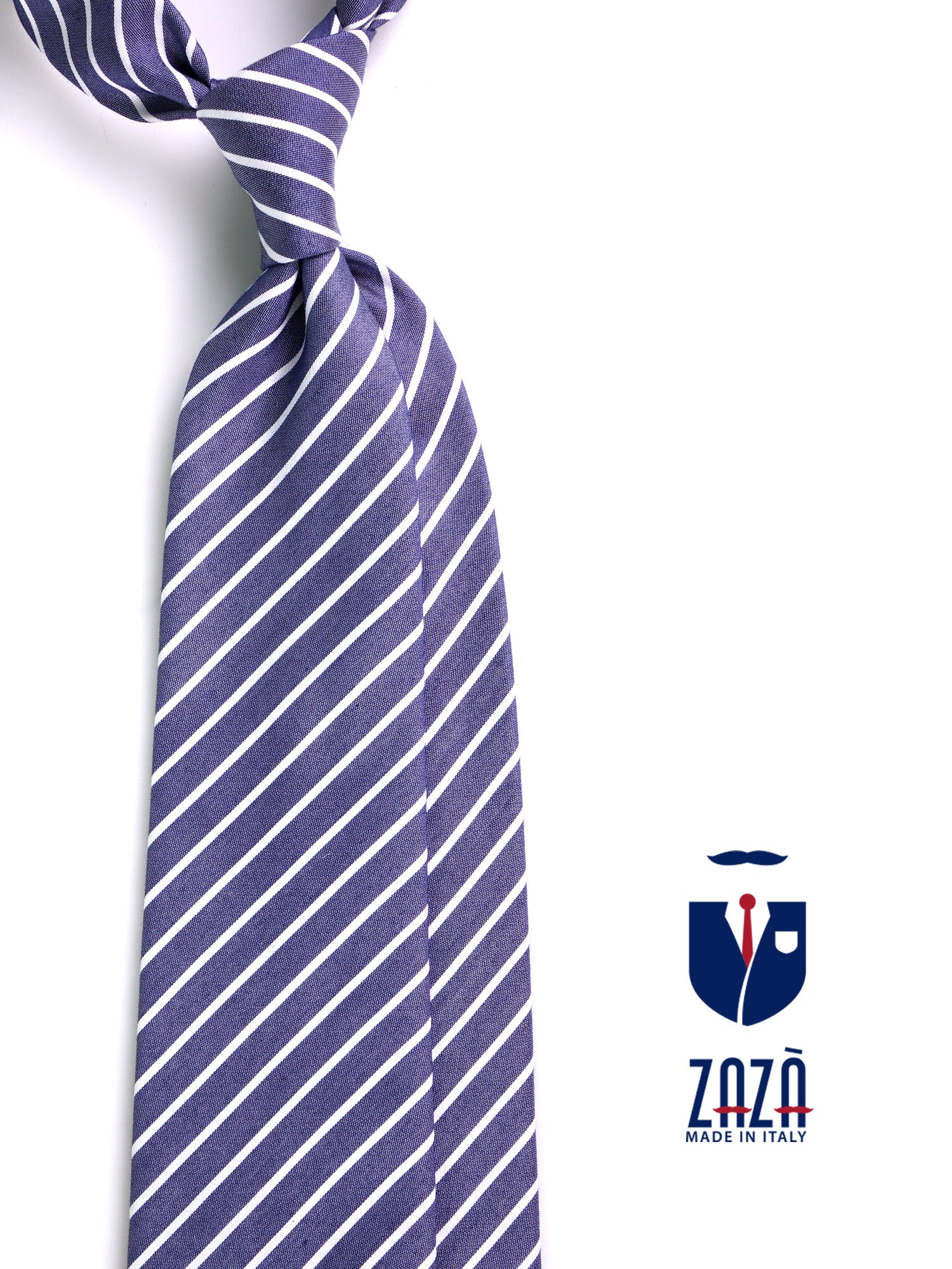 Cravatta 3 pieghe CENERE seta cotone blu