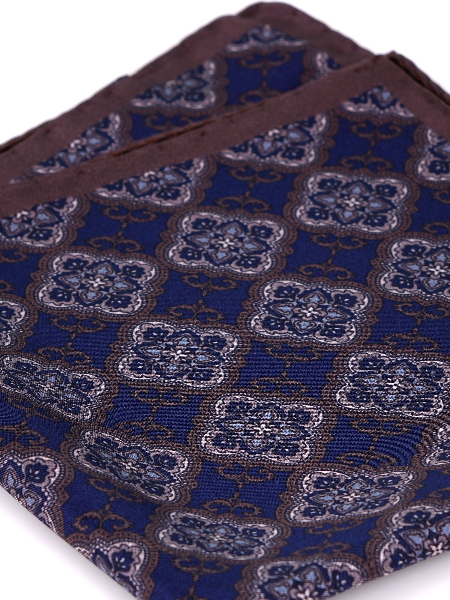 Fazzoletto da taschino in seta stampata CERAMI blu