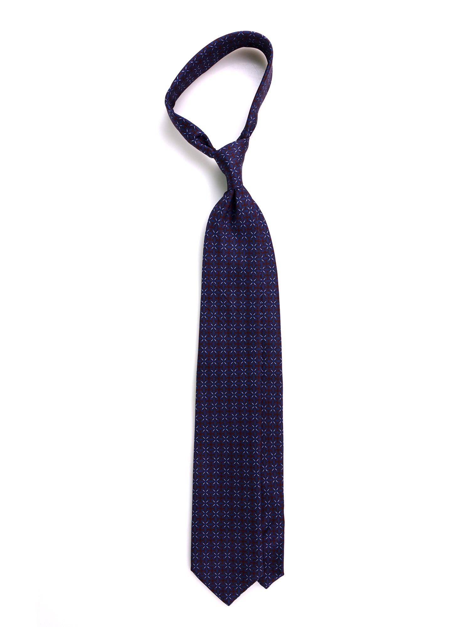 Cravatta 3 pieghe blu navy CHARI in seta stampata