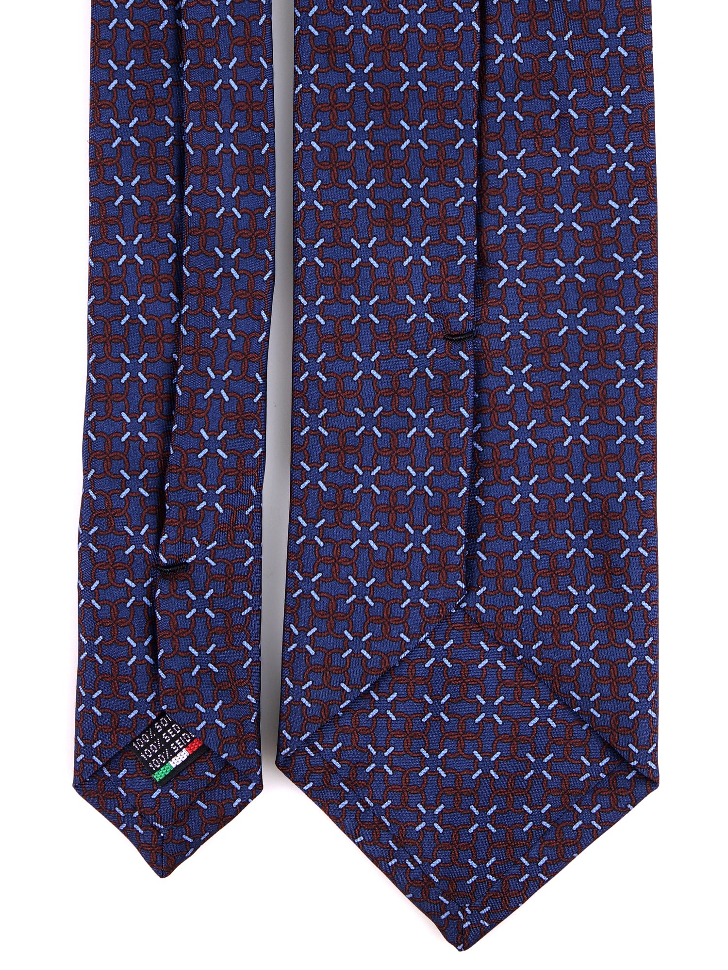 Cravatta 3 pieghe blu navy CHARI in seta stampata