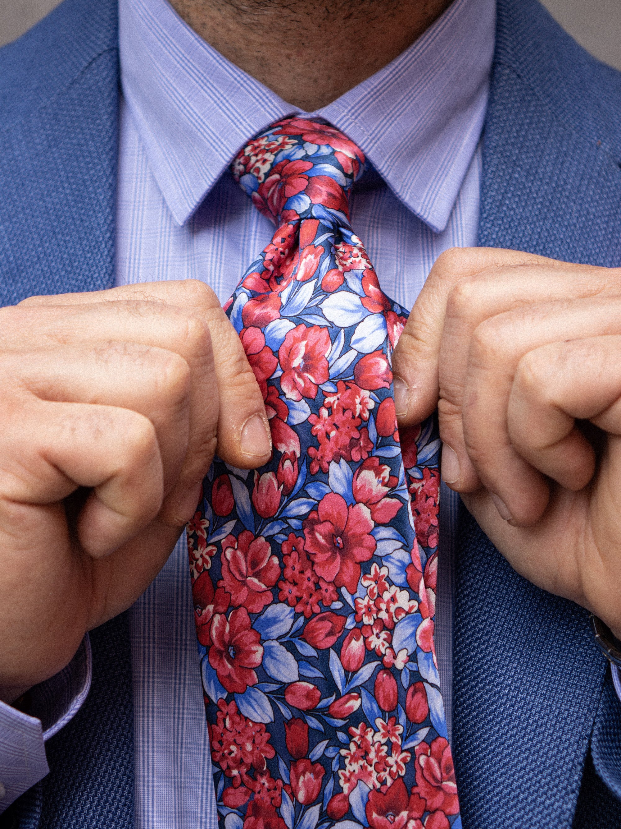 CHARME Red satin silk 3 Fold Necktie 