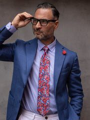 CHARME Red satin silk 3 Fold Necktie 
