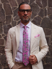 CHARME Pink satin silk 3 Fold Necktie 