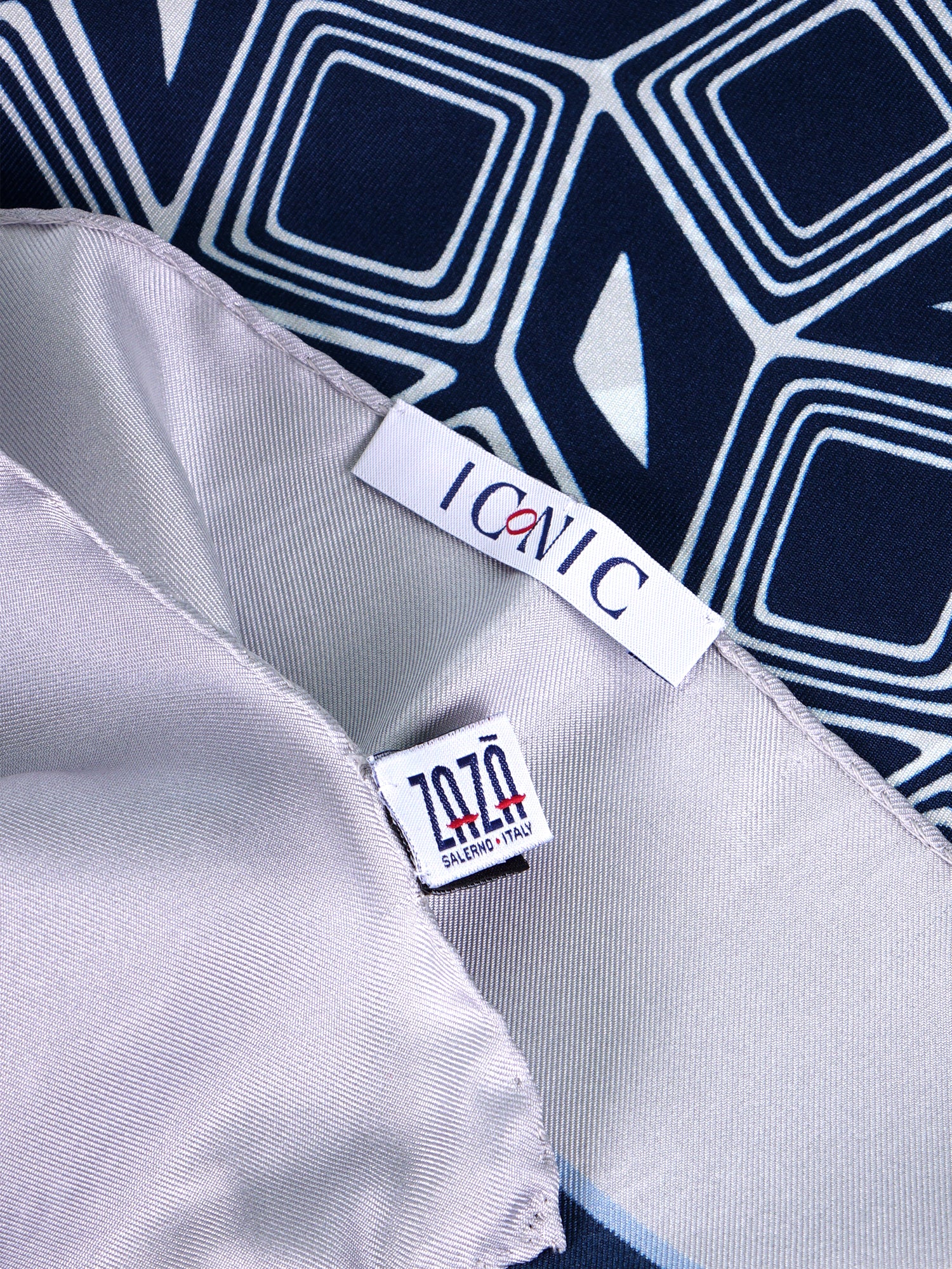 Foulard COMATOSE blu in seta stampata