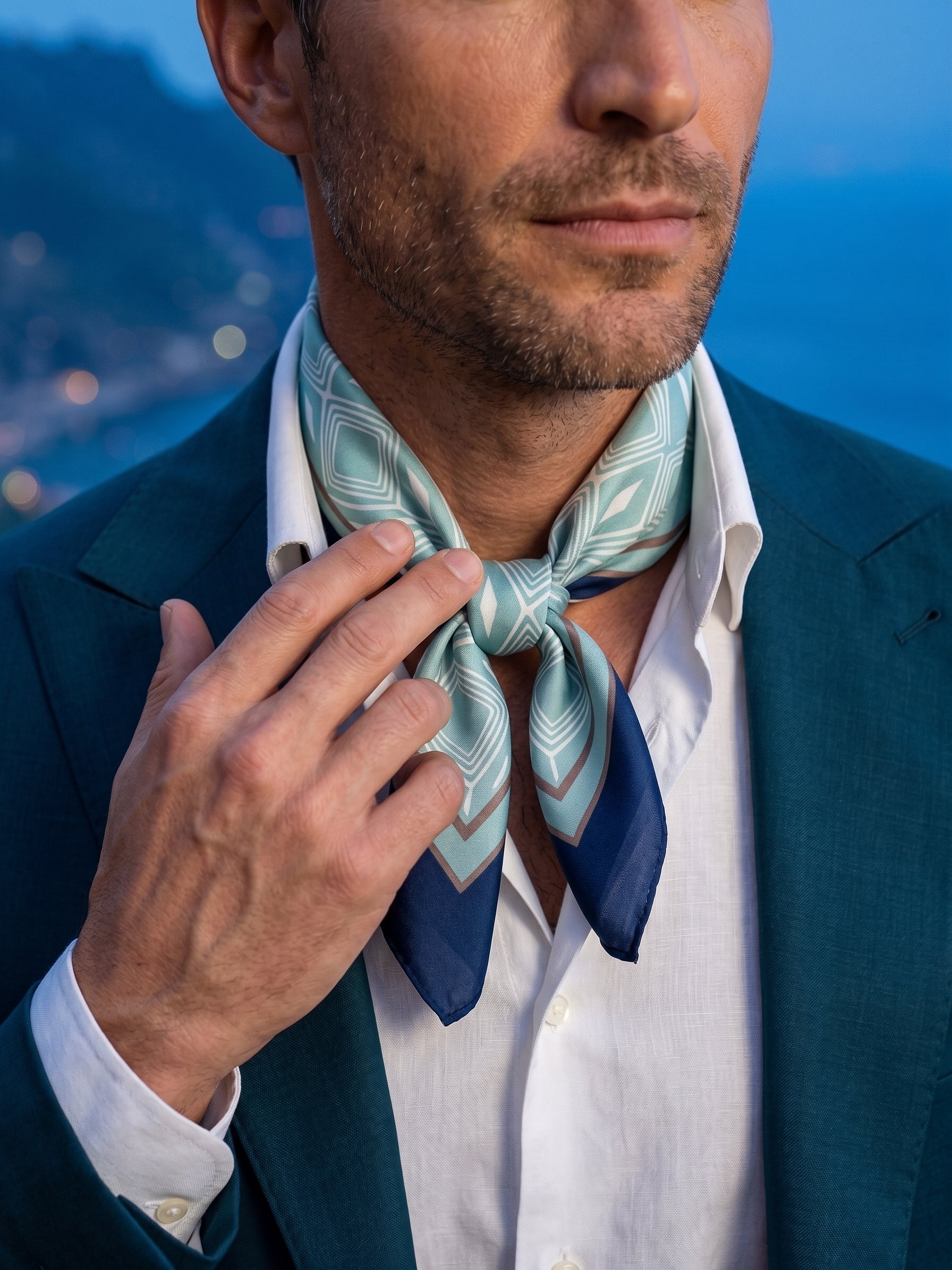 Foulard COMATOSE verde chiaro in seta stampata