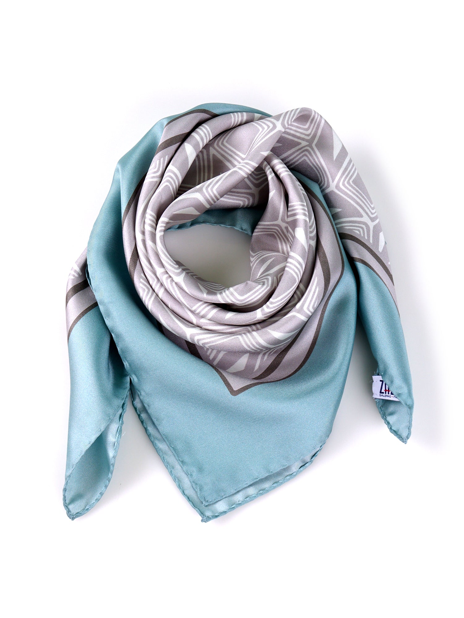 Foulard COMATOSE grigio in seta stampata