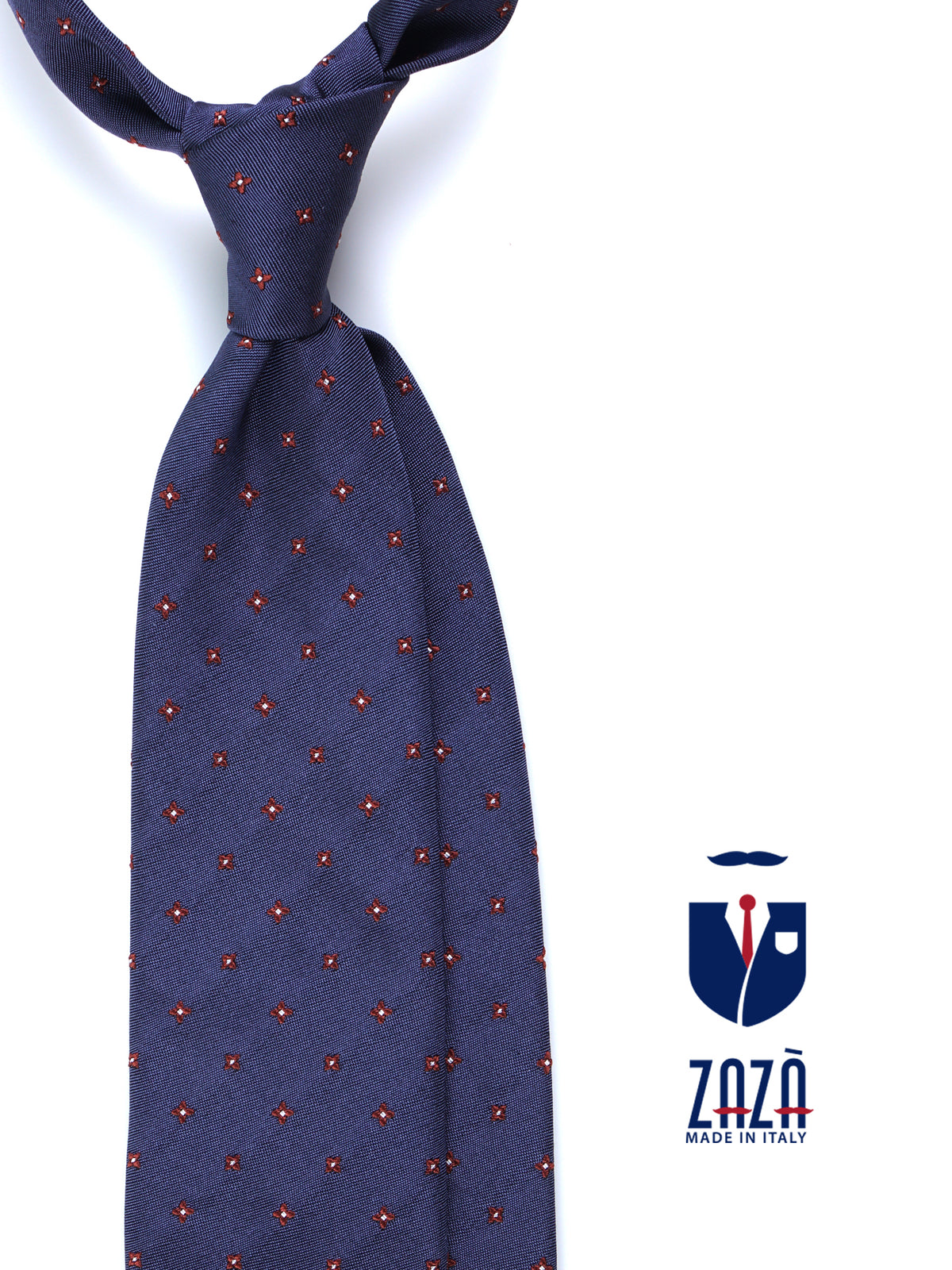 Cravatta 3 pieghe blu avion in seta/cotone MARTIN