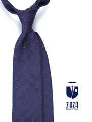 Cravatta 3 pieghe blu avion in seta/cotone MARTIN