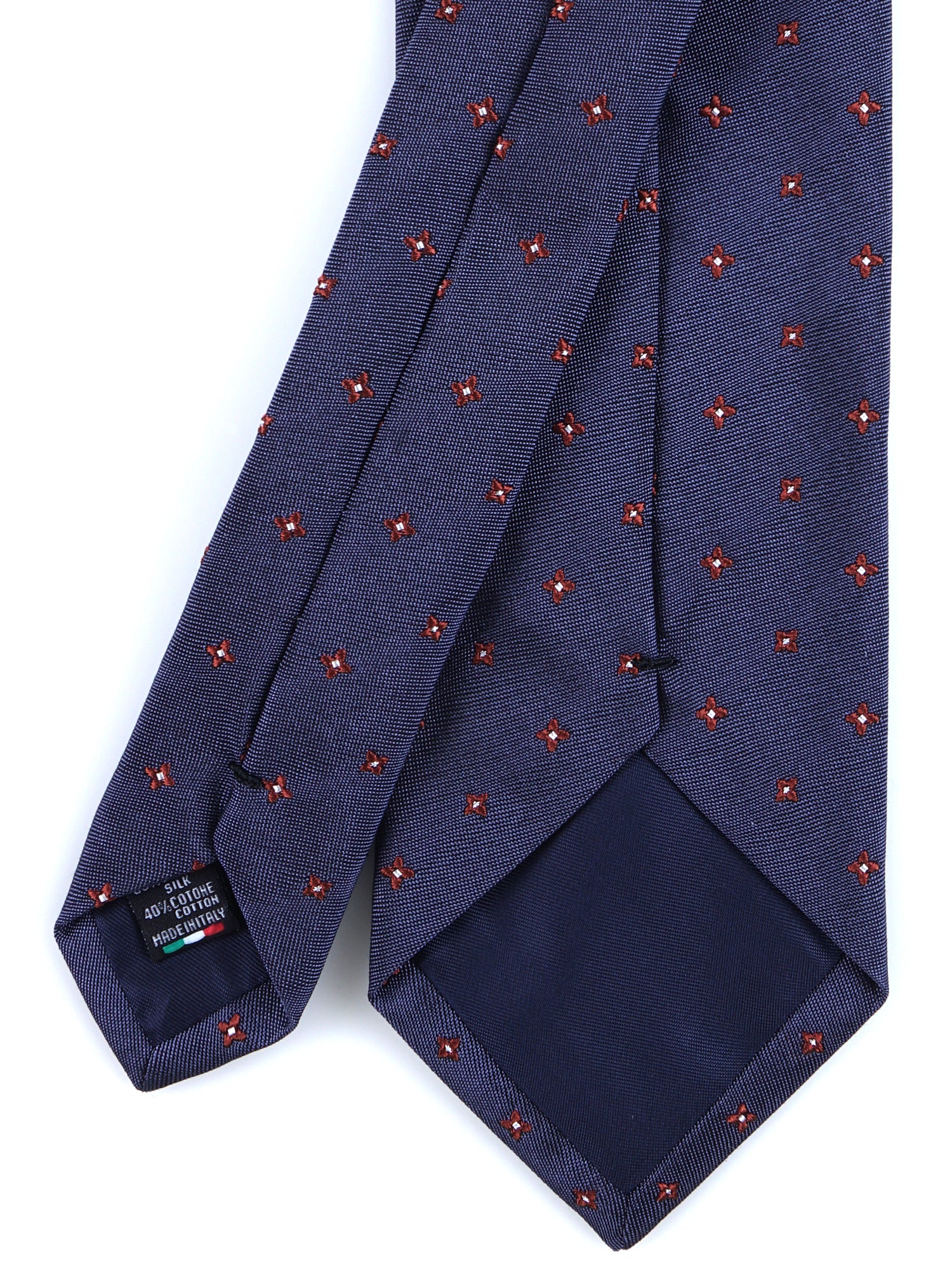 Cravatta 3 pieghe blu avion in seta/cotone MARTIN