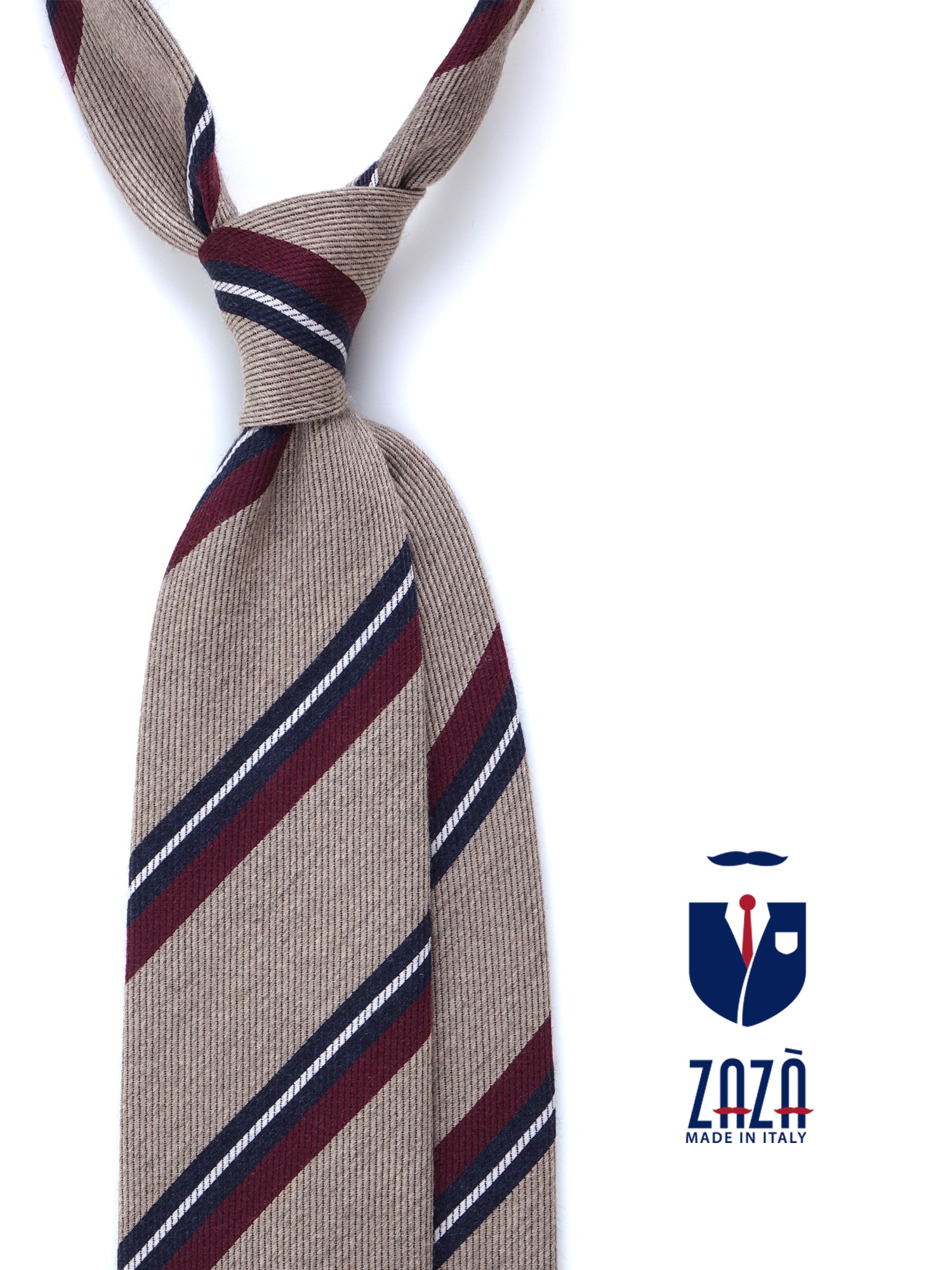 Cravatta beige 3 pieghe in lana/seta ABIGAIL