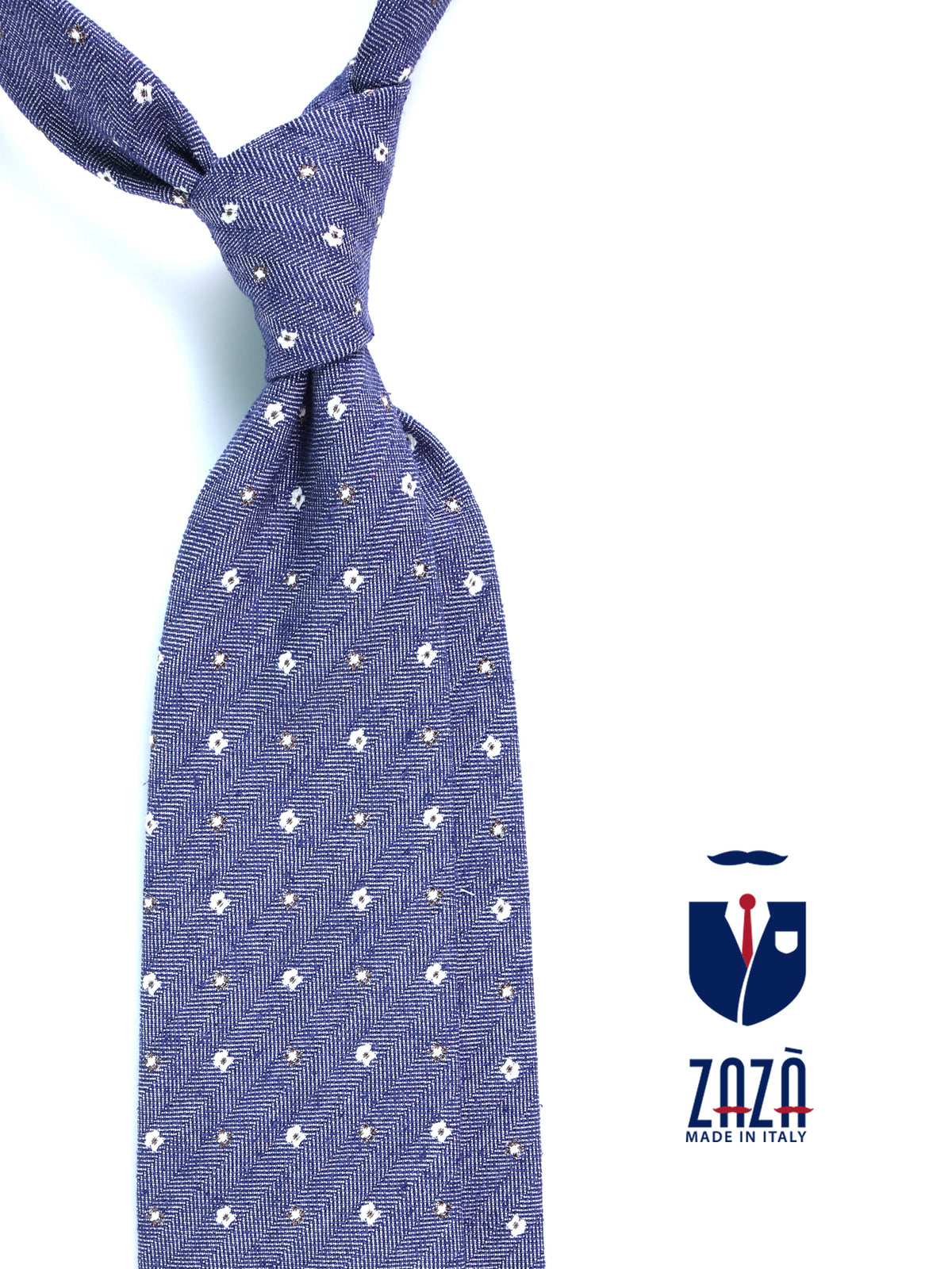 Cravatta blu 3 Pieghe GAGET in seta jacquard