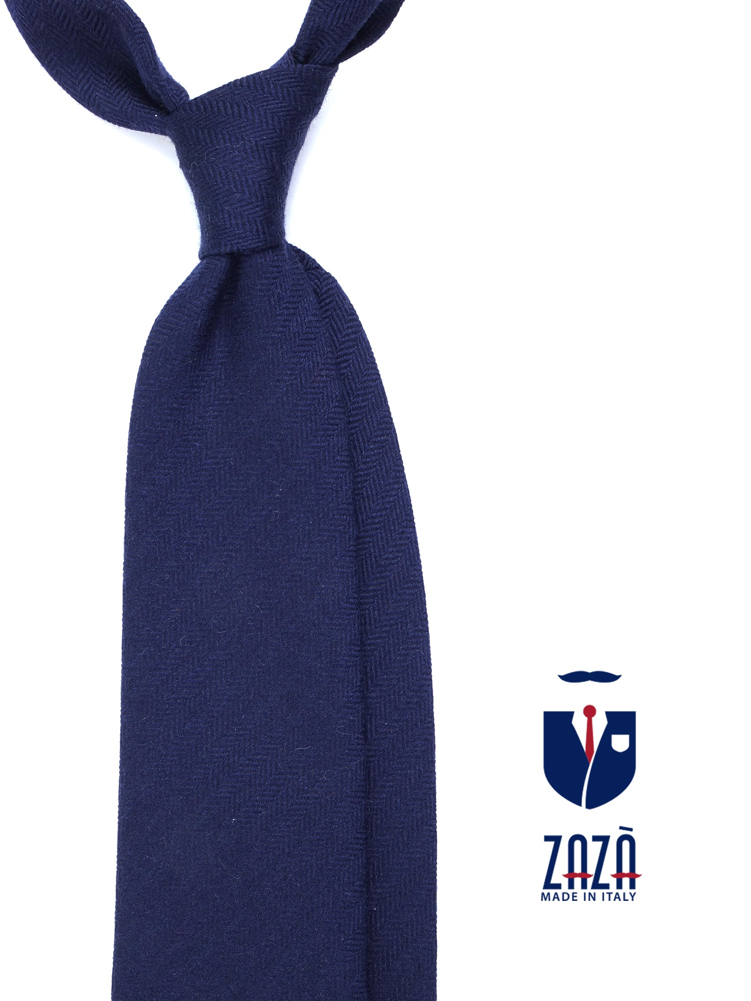 Cravatta blu 3 Pieghe KIKKY in lana/seta