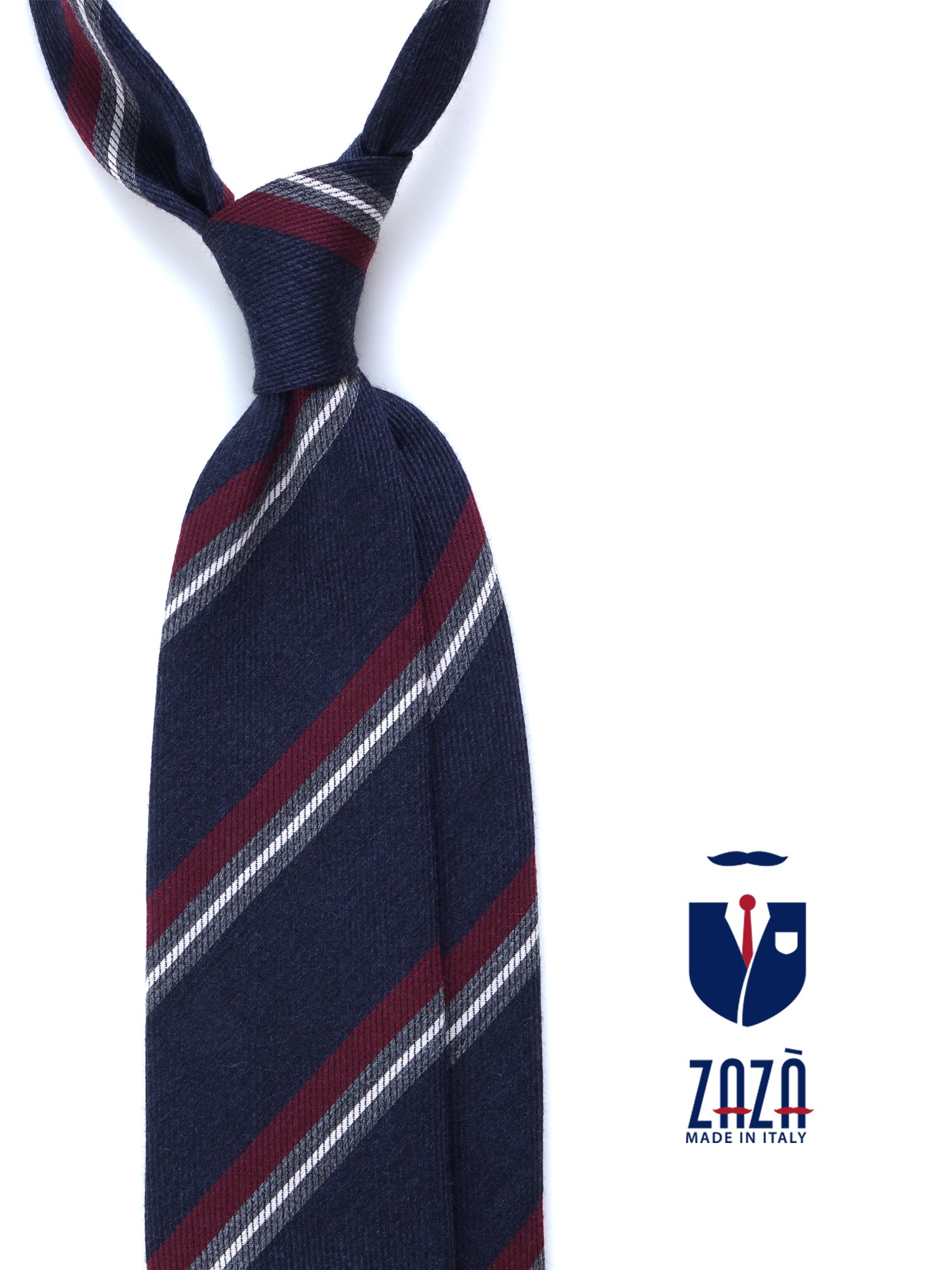 Cravatta blu 3 pieghe in lana/seta ABIGAIL