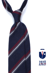 Cravatta blu 3 pieghe in lana/seta ABIGAIL