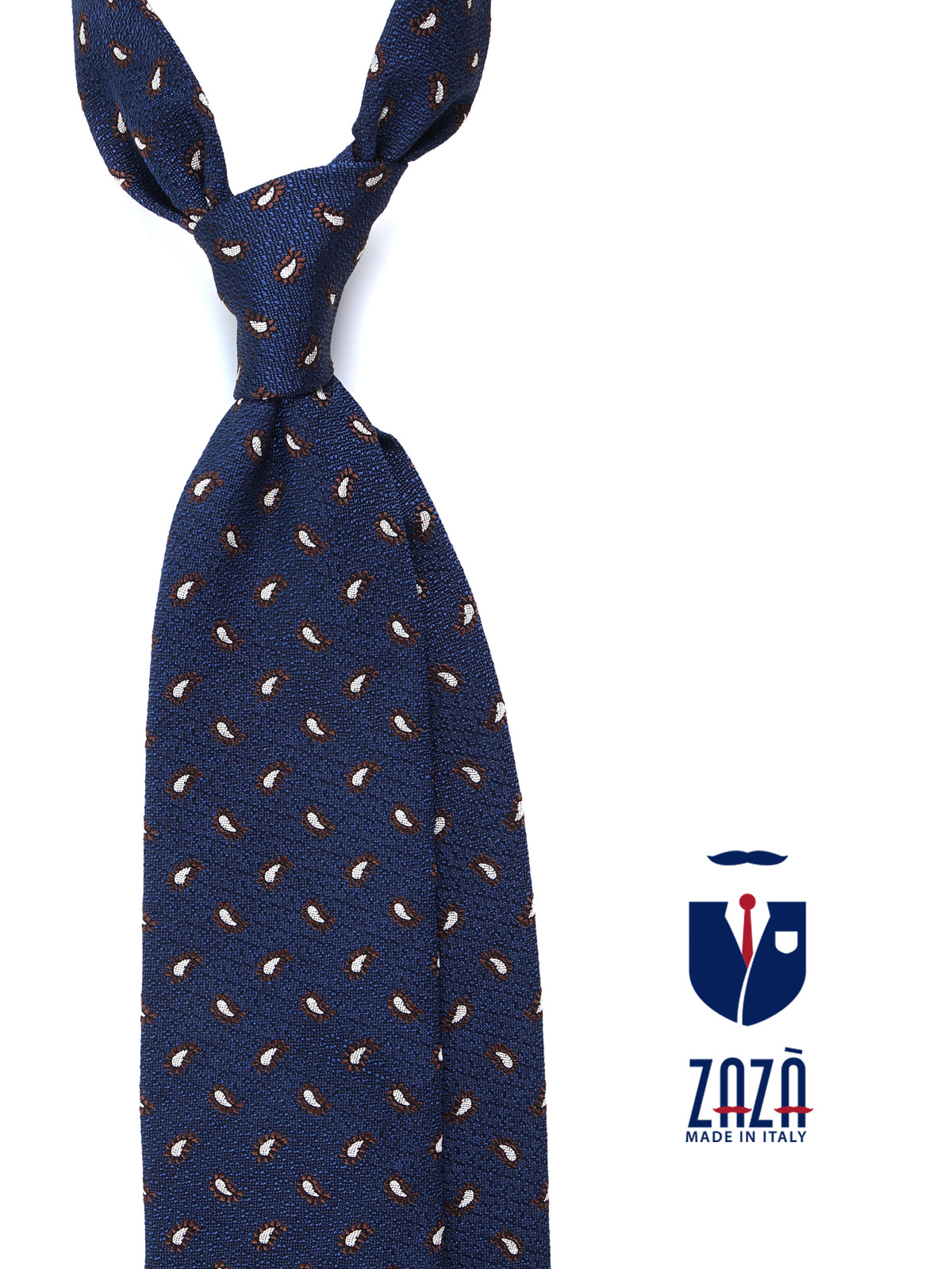 Cravatta 3 pieghe blu in seta/cotone VALENTIA
