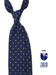 Cravatta 3 pieghe blu in seta/cotone VALENTIA
