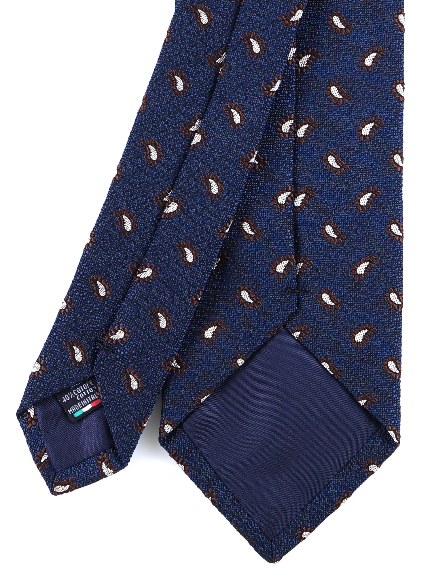 Cravatta 3 pieghe blu in seta/cotone VALENTIA