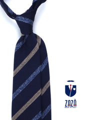 Cravatta blu 3 pieghe in lana/seta NABIR