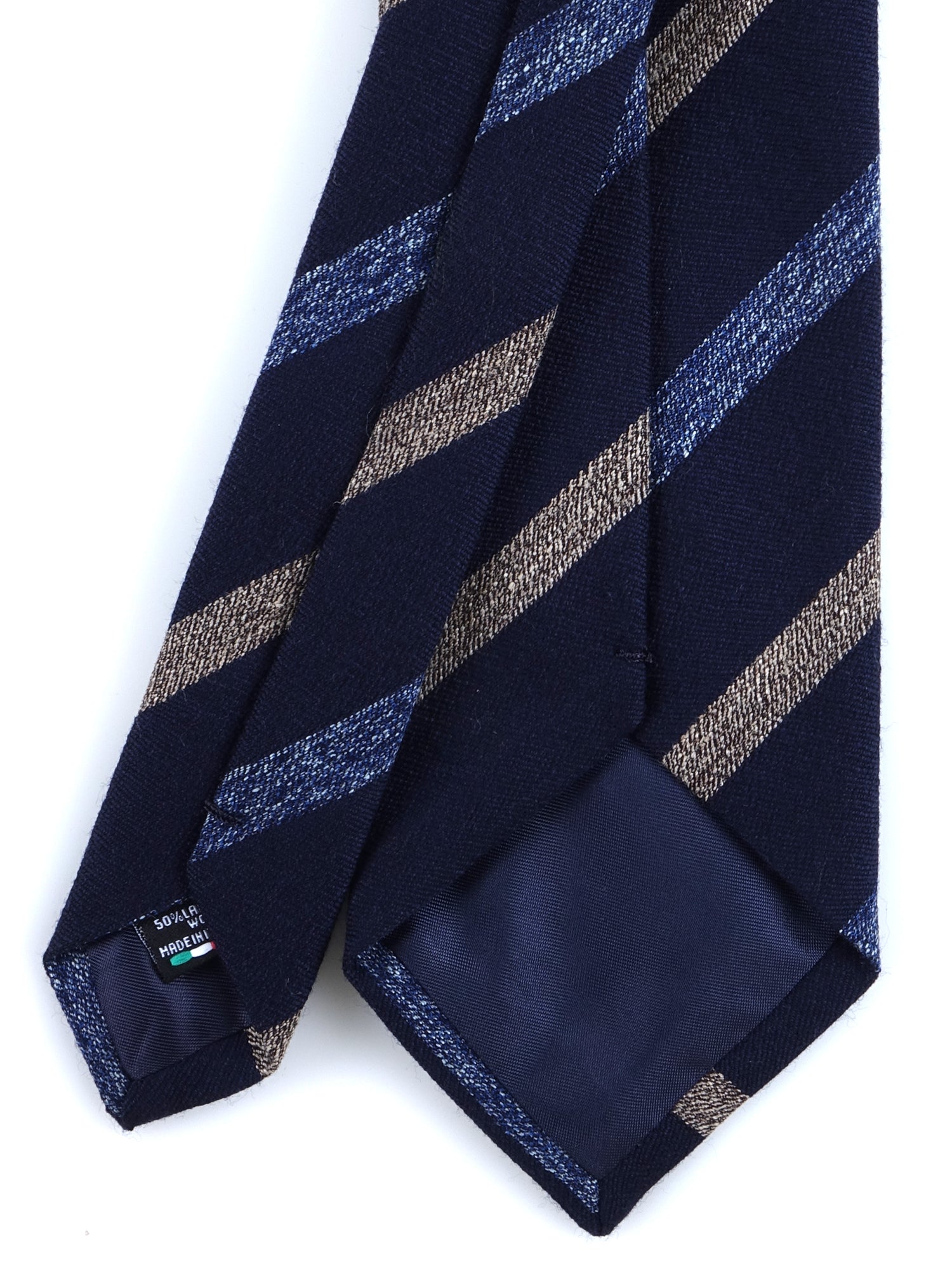 Cravatta blu 3 pieghe in lana/seta NABIR