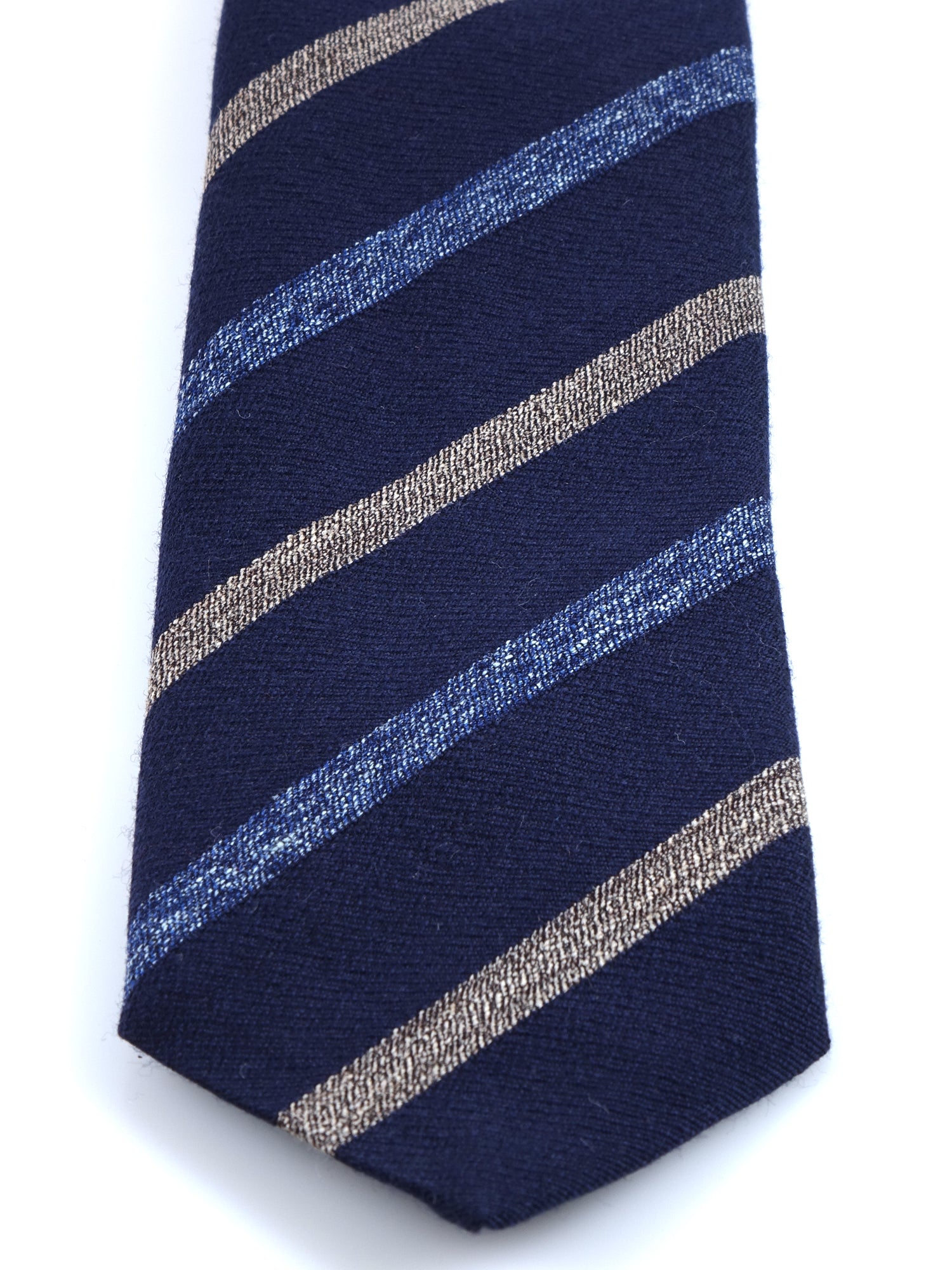 Cravatta blu 3 pieghe in lana/seta NABIR