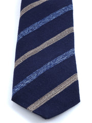 Cravatta blu 3 pieghe in lana/seta NABIR