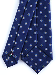 Cravatta 3 pieghe blu in seta stampata VANNY