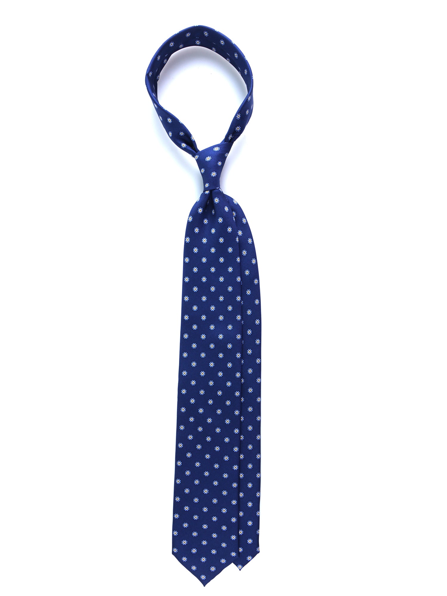Cravatta 3 pieghe blu in seta stampata VANNY