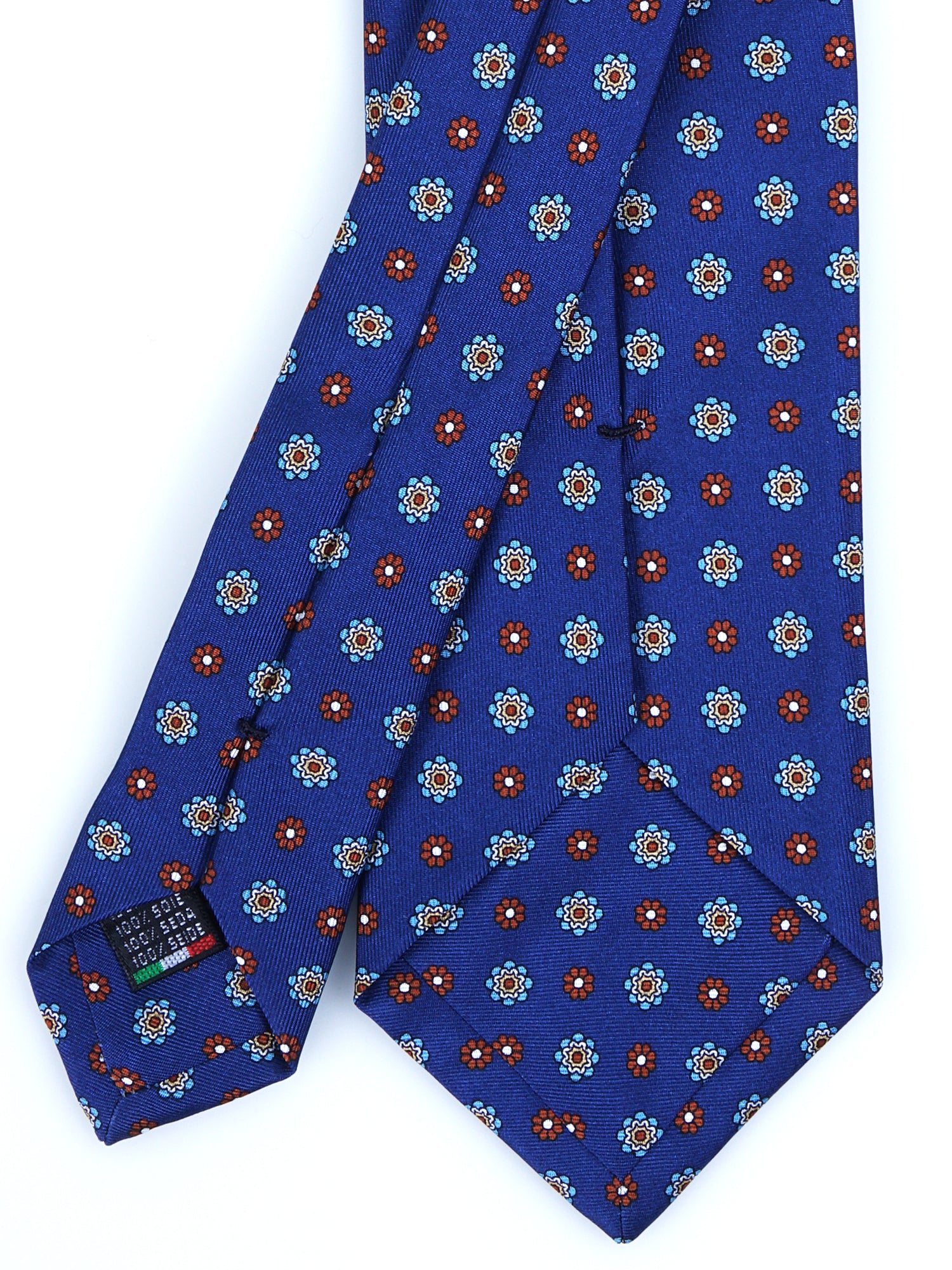 Cravatta 3 pieghe blu in seta stampata SAMANTHA
