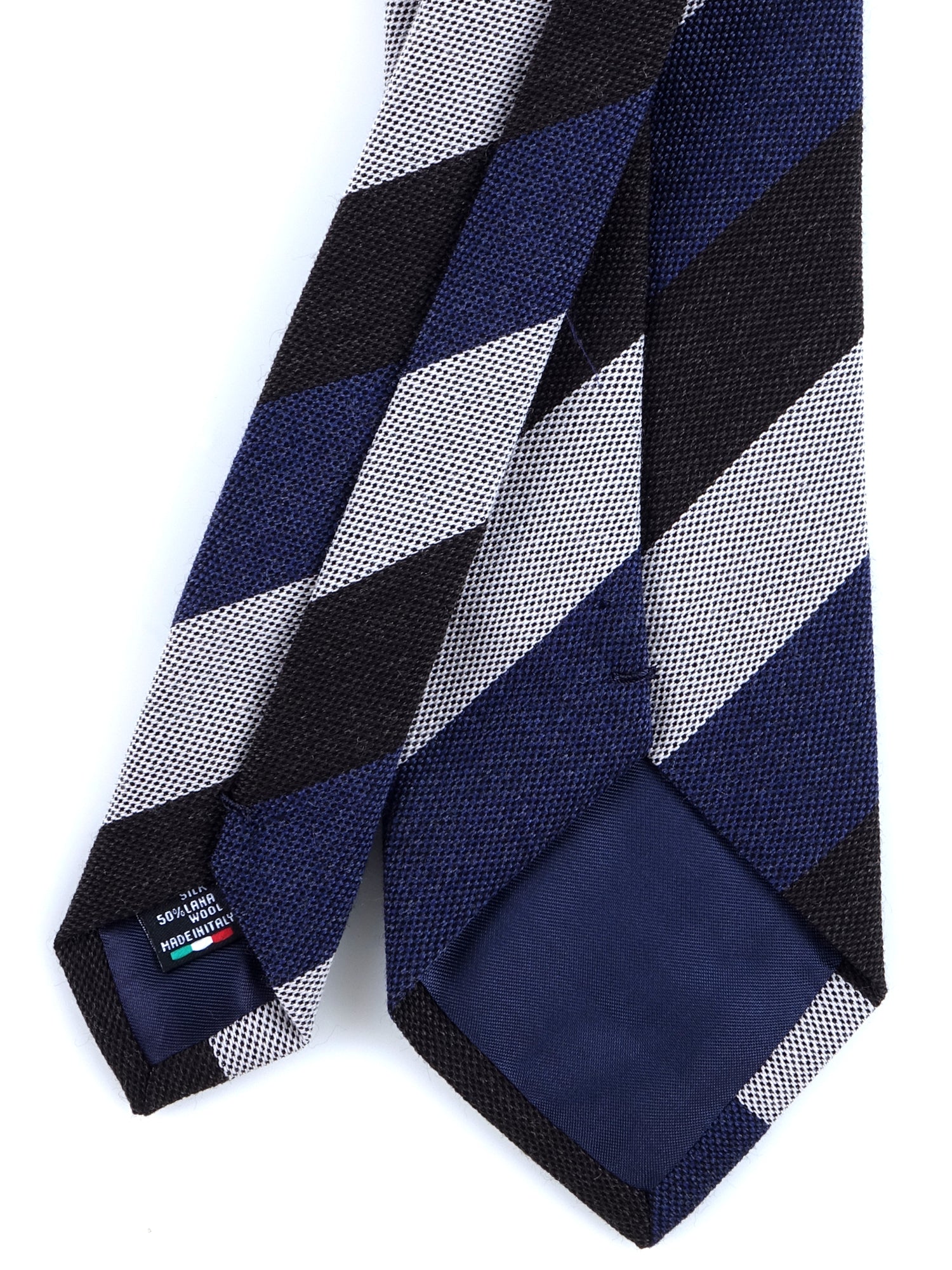 Cravatta blu/marrone 3 pieghe in lana/seta MIRANDA