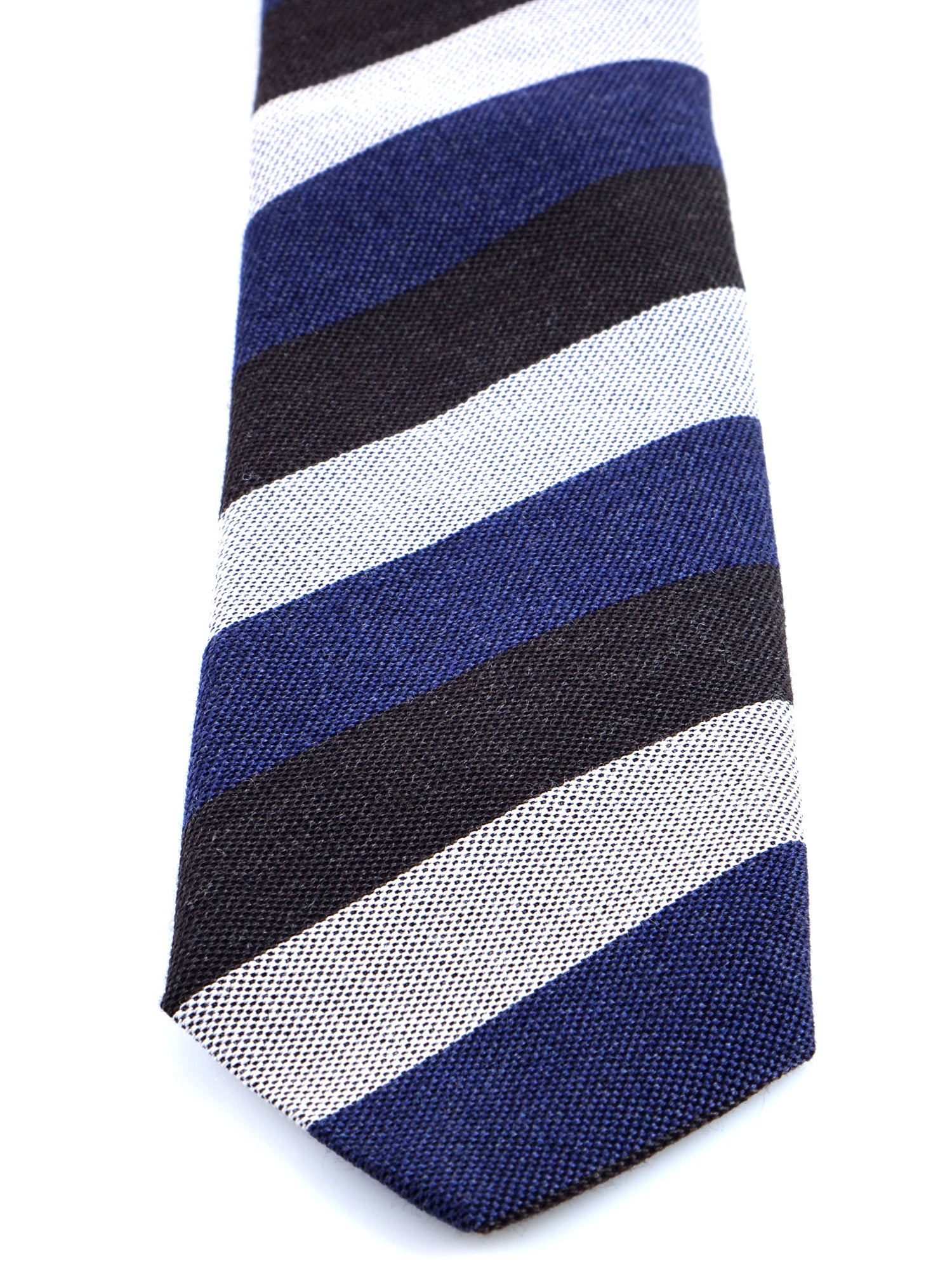 Cravatta blu/marrone 3 pieghe in lana/seta MIRANDA