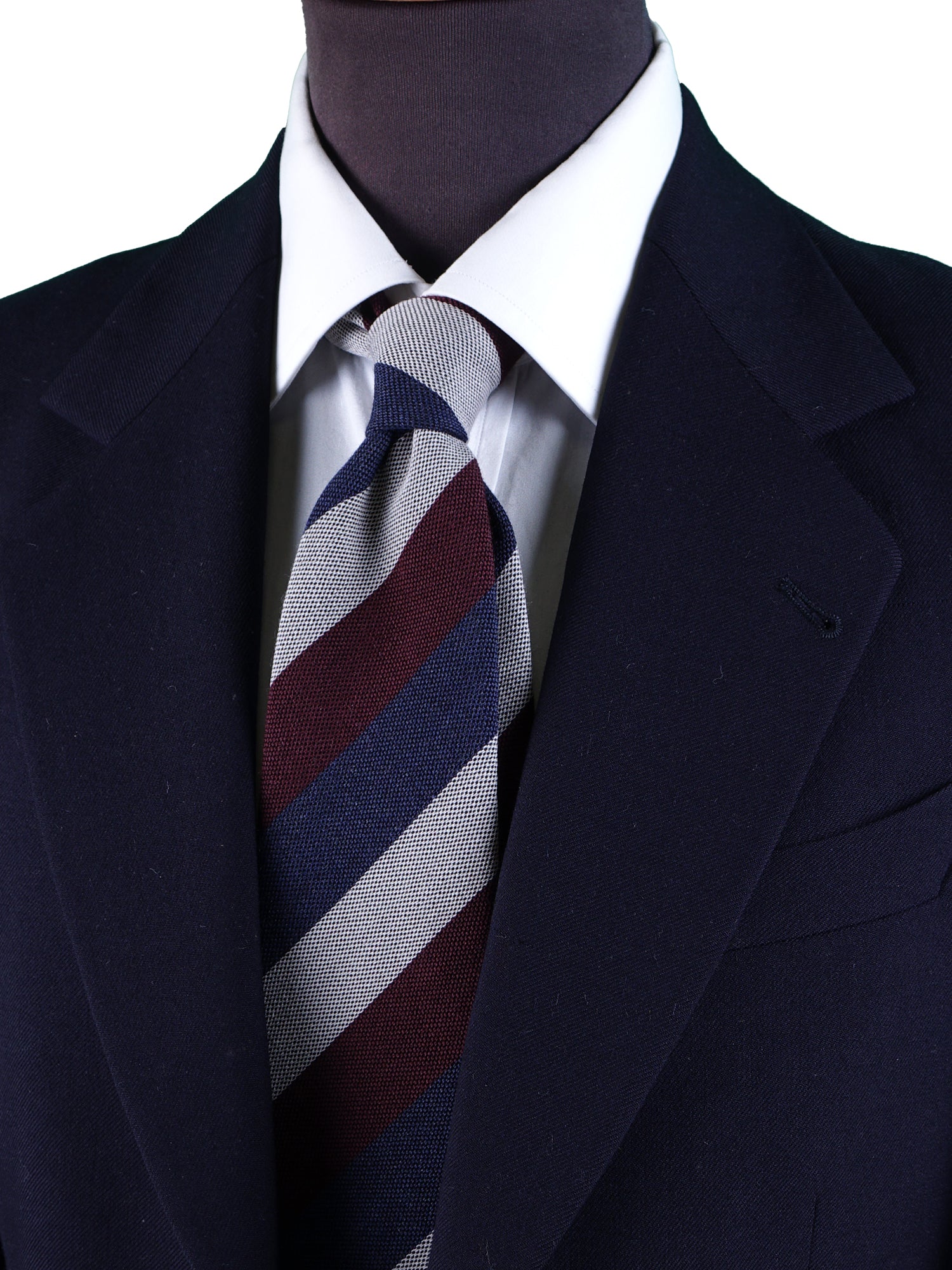 Cravatta blu/bordeaux 3 pieghe in lana/seta MIRANDA